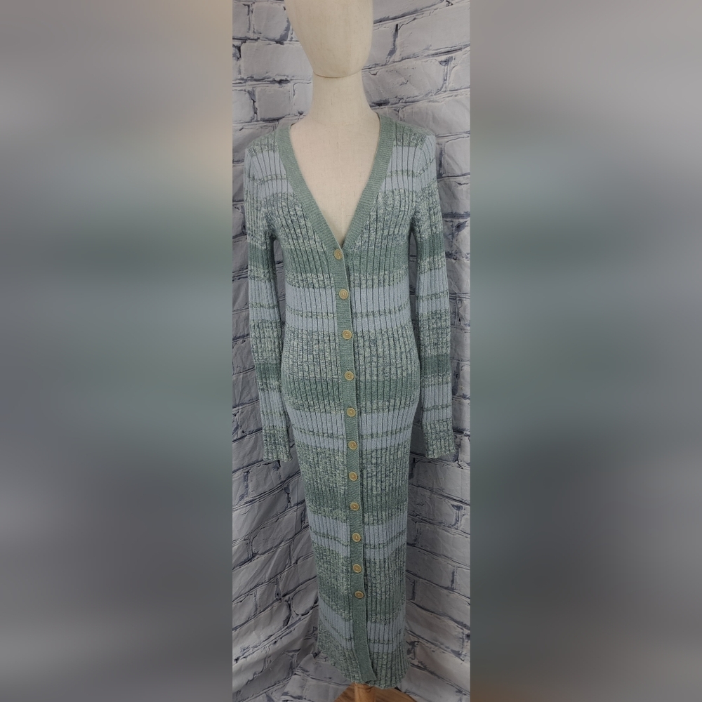 Free People Women's Sweater Cozy Up Cardigan Sweater Dress Ribbed Midi sz Small - Picture 7 of 16
